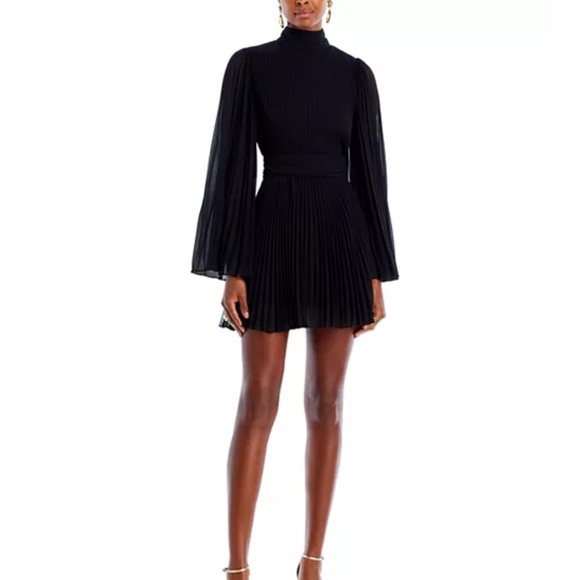milly rosemary pleated mini dress Liv Pleated Long Sleeve Mini Dress in Pink